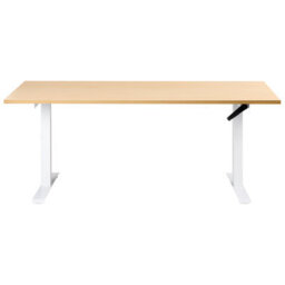 Beliani Manual Adjustable Standing Desk Destines Light Brown/ White 180 Cm 72 Cm - thumbnail 4