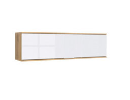 Impact Furniture Wall Cabinet Unit Storage Bedroom Living Room White Gloss And Oak Finish Modern Wall Shelf Cupboard Zele - thumbnail 4
