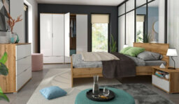 Impact Furniture Wall Cabinet Unit Storage Bedroom Living Room White Gloss And Oak Finish Modern Wall Shelf Cupboard Zele - thumbnail 9