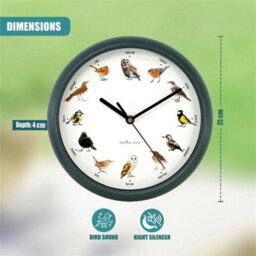 Chiming Bird Wall Clock Cuckoo Hanging Talking Singing Clock 12 Bird Species - thumbnail 2