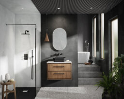 Hudson Reed Lille Wall Hung 2 Drawer Countertop Vanity Unit & Marble Worktop, Graphite Woodgrain, 810 X 460 mm - thumbnail 3