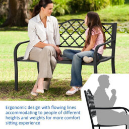 Costway 2 Seater Patio Garden Bench Outdoor Elegent Loveseat W/ Ergonomic Backrest - thumbnail 6