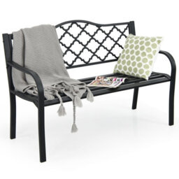 Costway 2 Seater Patio Garden Bench Outdoor Elegent Loveseat W/ Ergonomic Backrest - thumbnail 2