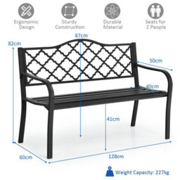 Costway 2 Seater Patio Garden Bench Outdoor Elegent Loveseat W/ Ergonomic Backrest - thumbnail 3