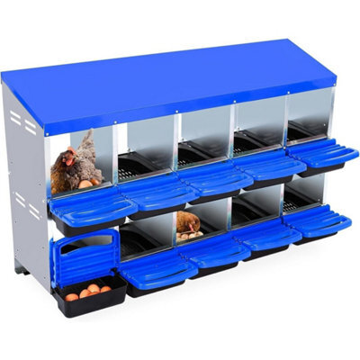 Nest Box 2-Tier Metal Corrosion-Resistant Tray 10 Slots Blue - image 1