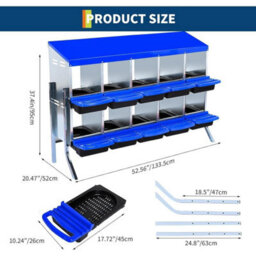 Nest Box 2-Tier Metal Corrosion-Resistant Tray 10 Slots Blue - thumbnail 2