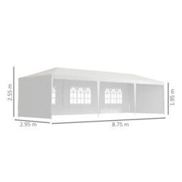 Outsunny 9M X 3M Outdoor Garden Gazebo Wedding Party Tent Canopy Marquee White - thumbnail 3
