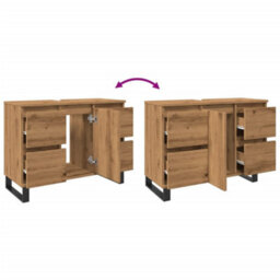 Berkfield Bathroom Sink Cabinet Artisan Oak 80X33X60 Cm Engineered Wood - thumbnail 8