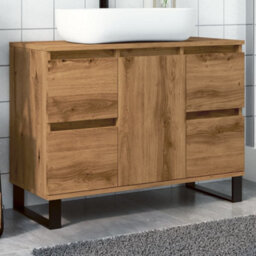 Berkfield Bathroom Sink Cabinet Artisan Oak 80X33X60 Cm Engineered Wood - thumbnail 1