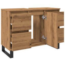 Berkfield Bathroom Sink Cabinet Artisan Oak 80X33X60 Cm Engineered Wood - thumbnail 7