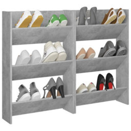 Walplus Wall Shoe Cabinets 2 Pcs Concrete Grey 60X18X90 Cm Engineered Wood - thumbnail 3