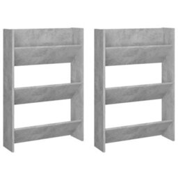 Walplus Wall Shoe Cabinets 2 Pcs Concrete Grey 60X18X90 Cm Engineered Wood - thumbnail 2