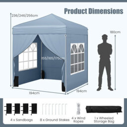 Gainoom 194X194Cm Commercial Gazebo Tent With 4 Sidewalls & Carry Bag For Party Market - thumbnail 2