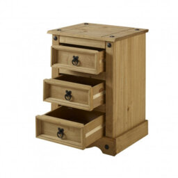 Mercers Furniture Corona 3 Drawer Bedside Cabinet Chest Solid Pine Medium With Mexican Styling - thumbnail 2