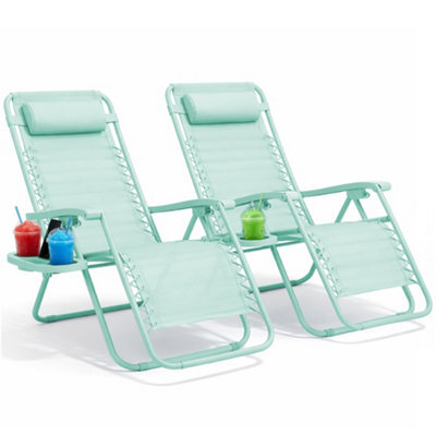 Keplin Standard Model Of Gravity Chair 110X65X90Cm, 2Pk Adjustable Reclining Zero Gravity Lounger For Garden & Patio, Mint - image 1