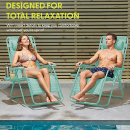 Keplin Standard Model Of Gravity Chair 110X65X90Cm, 2Pk Adjustable Reclining Zero Gravity Lounger For Garden & Patio, Mint - thumbnail 6