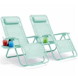 Keplin Standard Model Of Gravity Chair 110X65X90Cm, 2Pk Adjustable Reclining Zero Gravity Lounger For Garden & Patio, Mint - thumbnail 1