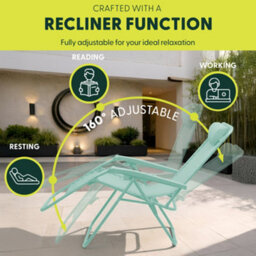 Keplin Standard Model Of Gravity Chair 110X65X90Cm, 2Pk Adjustable Reclining Zero Gravity Lounger For Garden & Patio, Mint - thumbnail 4