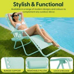 Keplin Standard Model Of Gravity Chair 110X65X90Cm, 2Pk Adjustable Reclining Zero Gravity Lounger For Garden & Patio, Mint - thumbnail 3