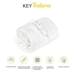 Monhouse Premium Fleece Electric Blanket - Heated Under Blanket, 3 Heat Settings, Fitted Heated Mattress Cover - Single 65X135Cm - thumbnail 3