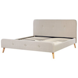 Beliani Bed Faux Linen Rennes 180 X 200 Cm (Eu Super King) Light Beige - thumbnail 6