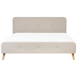 Beliani Bed Faux Linen Rennes 180 X 200 Cm (Eu Super King) Light Beige - thumbnail 4