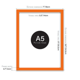 A5 Orange Picture Frame Fits A5 (14.8 X 21Cm - 5.8 X 8.3In) Poster, Photo, Artwork, Or Print. - thumbnail 2