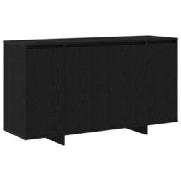 Berkfield Black Oak Sideboard Black Oak Wood Veneer 135 X 41 X 75 Cm - thumbnail 2
