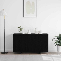 Berkfield Black Oak Sideboard Black Oak Wood Veneer 135 X 41 X 75 Cm - thumbnail 4