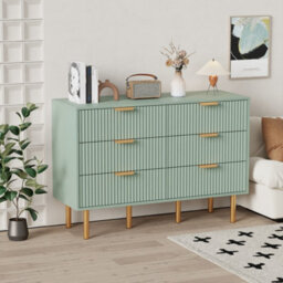 Furniturehmd 6 Drawer Chest Of Drawers,storage Organiser Unit,fluted Dresser Cabinet For Bedroom,living Room,hallway - thumbnail 2
