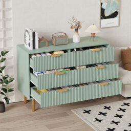 Furniturehmd 6 Drawer Chest Of Drawers,storage Organiser Unit,fluted Dresser Cabinet For Bedroom,living Room,hallway - thumbnail 3