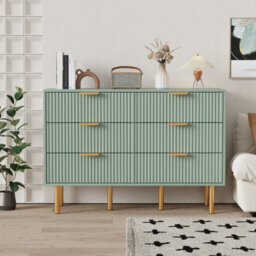 Furniturehmd 6 Drawer Chest Of Drawers,storage Organiser Unit,fluted Dresser Cabinet For Bedroom,living Room,hallway - thumbnail 1