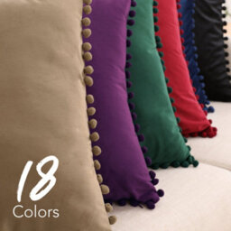 Deconovo 2 Pack Poms Crushed Velvet Cushion Covers 55Cm X 55Cm Pillowcases For Bedroom With Invisible Zipper 22X22 Inches Brown - thumbnail 4