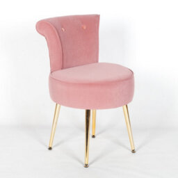 Amour Velvet Pink Gold Legs Dressing Table Stool Upholstered Bedroom Chair - thumbnail 2