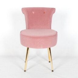 Amour Velvet Pink Gold Legs Dressing Table Stool Upholstered Bedroom Chair - thumbnail 3