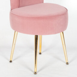Amour Velvet Pink Gold Legs Dressing Table Stool Upholstered Bedroom Chair - thumbnail 7