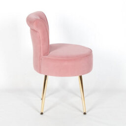 Amour Velvet Pink Gold Legs Dressing Table Stool Upholstered Bedroom Chair - thumbnail 4