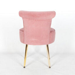 Amour Velvet Pink Gold Legs Dressing Table Stool Upholstered Bedroom Chair - thumbnail 5