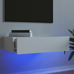 Berkfield Modern Tv Cabinet With Led Lights White 60X35X15.5 Cm - thumbnail 2