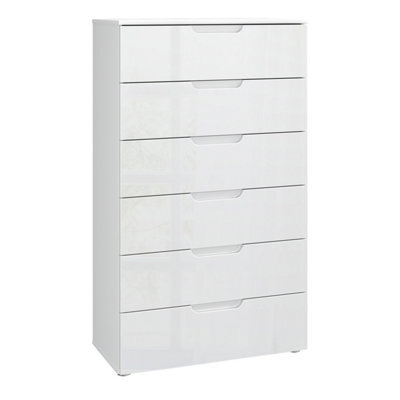 Sienna Chest Of 6 Drawers In White/white High Gloss - image 1