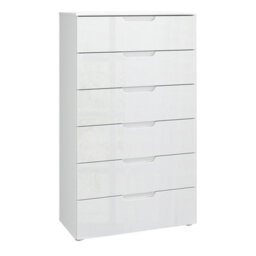 Sienna Chest Of 6 Drawers In White/white High Gloss