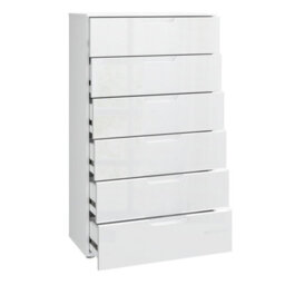Sienna Chest Of 6 Drawers In White/white High Gloss - thumbnail 4
