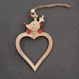 Shatchi Christmas Tree Ornaments Wooden Aesthetic Hanging Decorations Heart Shape 3Pcs - thumbnail 4