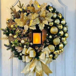 Christmas Lighting Wreath 45Cm Gold Decorative Garland Party Home Decor - thumbnail 3