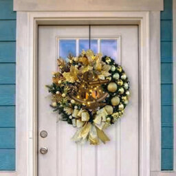 Christmas Lighting Wreath 45Cm Gold Decorative Garland Party Home Decor - thumbnail 4