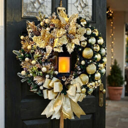 Christmas Lighting Wreath 45Cm Gold Decorative Garland Party Home Decor - thumbnail 1