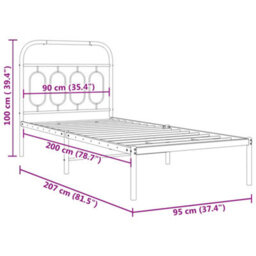 Berkfield Metal Bed Frame Without Mattress With Headboard White 90X200Cm - thumbnail 8