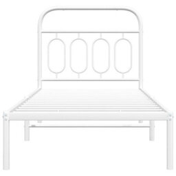 Berkfield Metal Bed Frame Without Mattress With Headboard White 90X200Cm - thumbnail 4