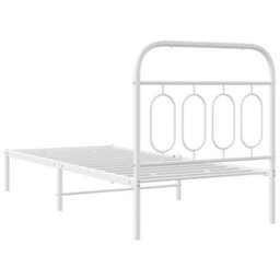 Berkfield Metal Bed Frame Without Mattress With Headboard White 90X200Cm - thumbnail 6