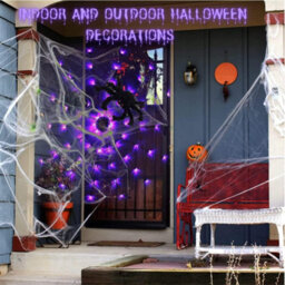 4Ft Purple Spider Web Lights, 70 Led Remote Control With 8 Modes, Waterproof For Indoor Outdoor Halloween House & Garden Decor - thumbnail 3